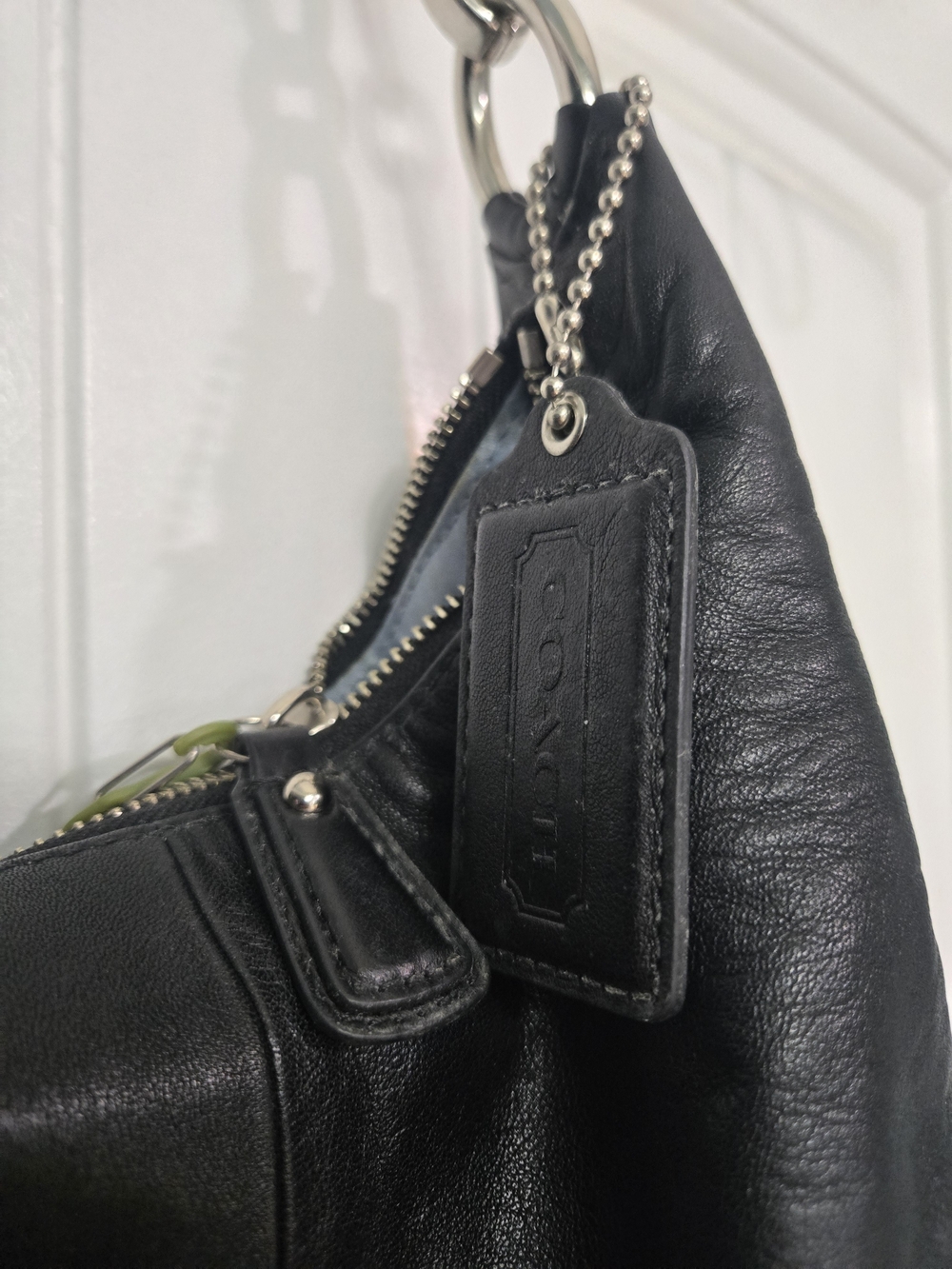 Coach Black Leather Hobo with Silver-Tone Hardware - Picture 4 of 5
